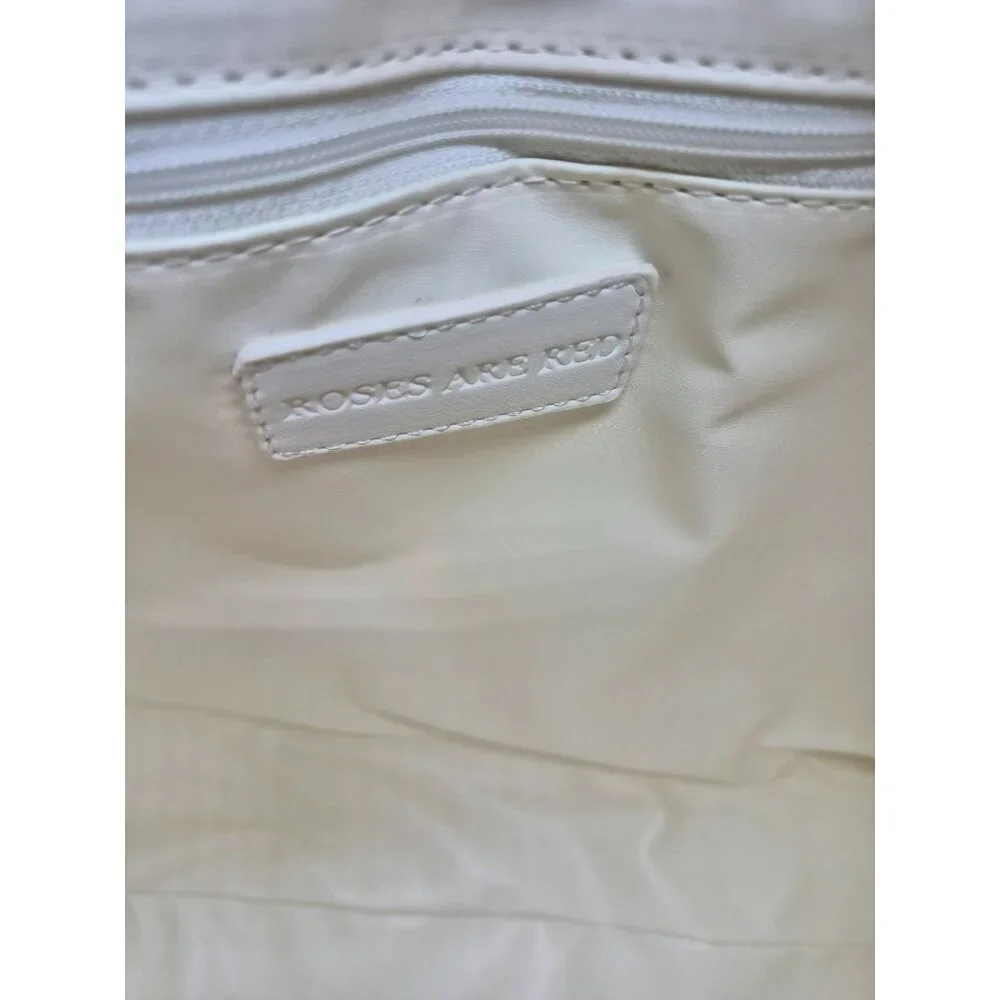 Roses Are Red Bride Tote Bag Shoulder Bag Purse Travel Bag Embossed White